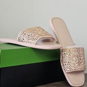 Kate Spade New York Womens All That Glitters Flat Sandal Size 5.5 Mochi Pink NWT
